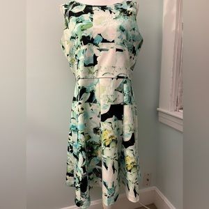 Alfani Abstract Floral Print Sleeveless A-Line Dress